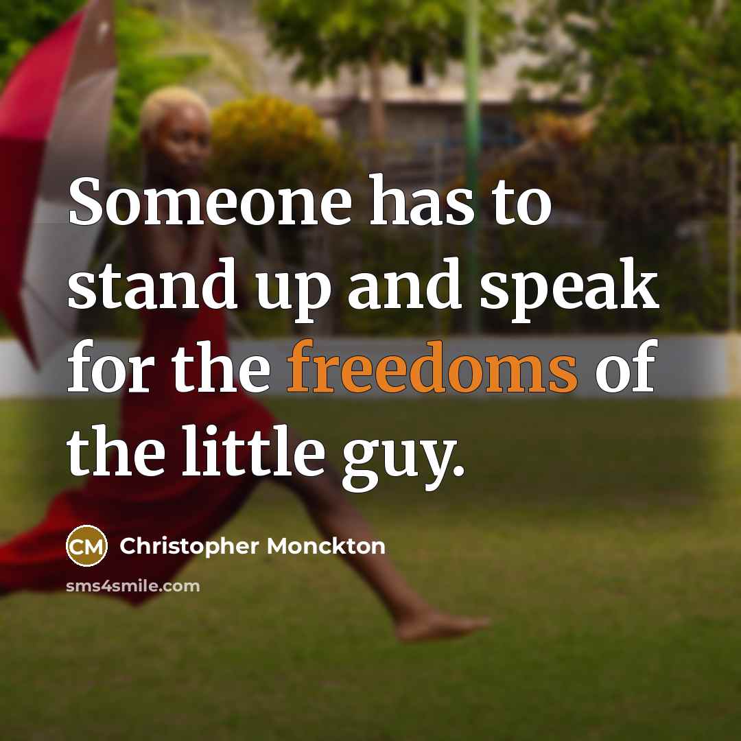 “Someone has to stand up and speak for the freedoms of the little guy.” quote by Christopher Monckton