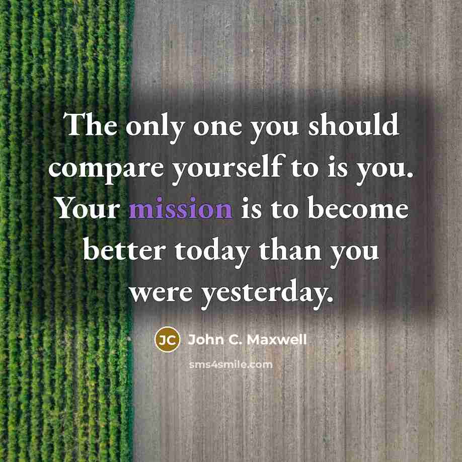 “The only one you should compare yourself to is you. Your mission is to become better today than you were yesterday.” quote by John C. Maxwell