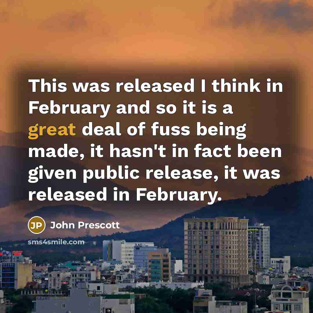 “This was released I think in February and so it is a great deal of fuss being made, it hasn't in fact been given public release, it was released in February.” quote by John Prescott