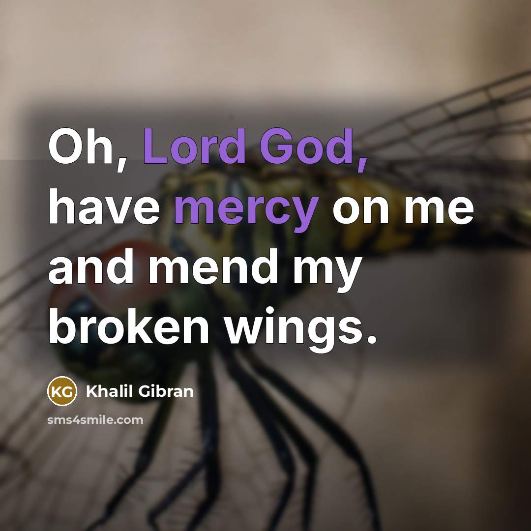 “Oh, Lord God, have mercy on me and mend my broken wings.” quote by Khalil Gibran