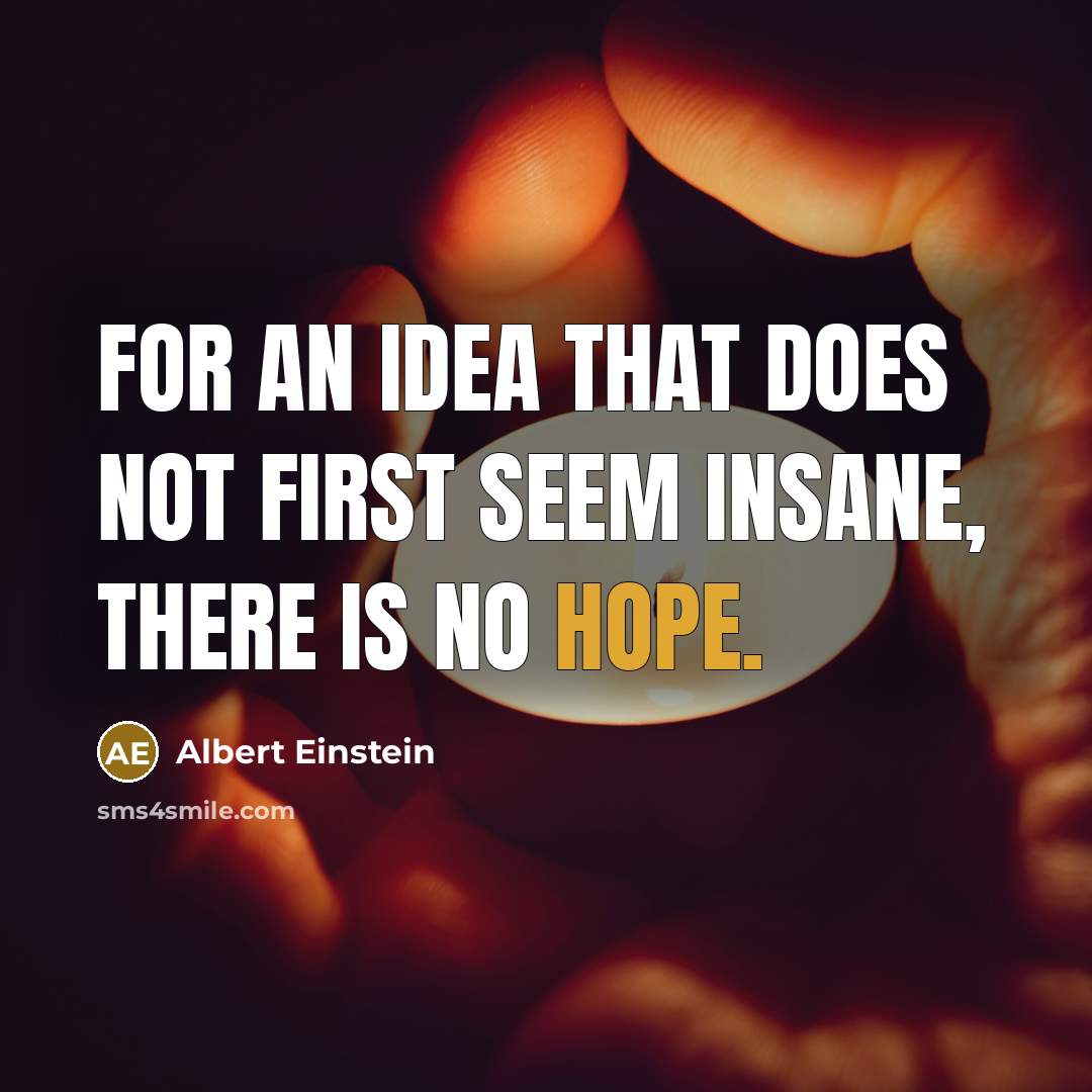 “For an idea that does not first seem insane, there is no hope.” quote by Albert Einstein