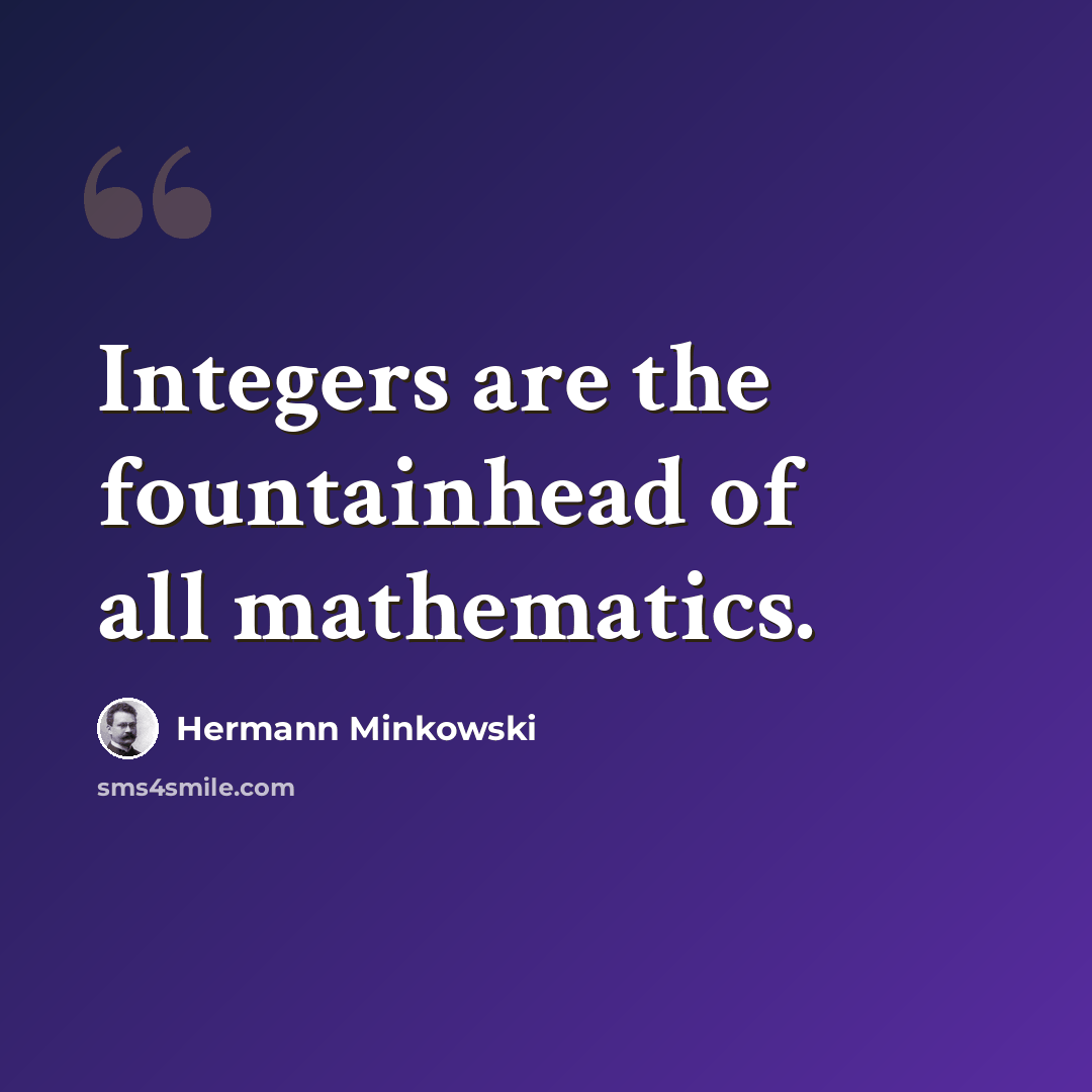 “Integers are the fountainhead of all mathematics.” quote by Hermann Minkowski
