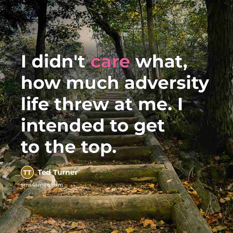 “I didn't care what, how much adversity life threw at me. I intended to get to the top.” quote by Ted Turner
