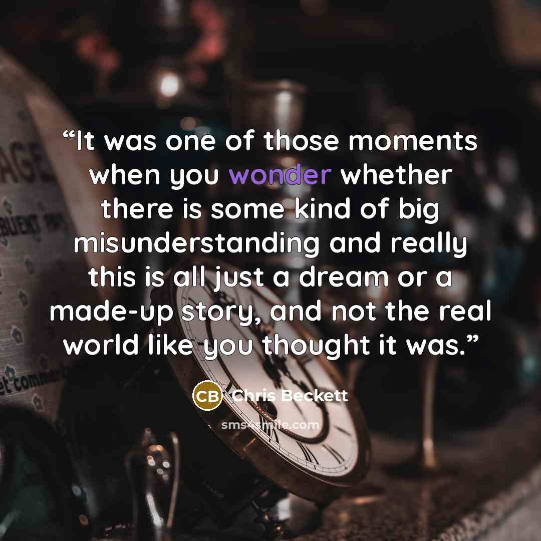 “It was one of those moments when you wonder whether there is some kind of big misunderstanding and really this is all just a dream or a made-up story, and not the real world like you thought it was.” quote by Chris Beckett