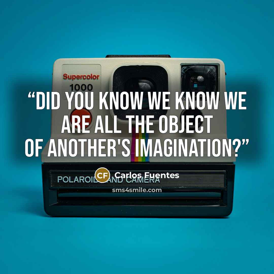 “Did you know we know we are all the object of another's imagination?” quote by Carlos Fuentes