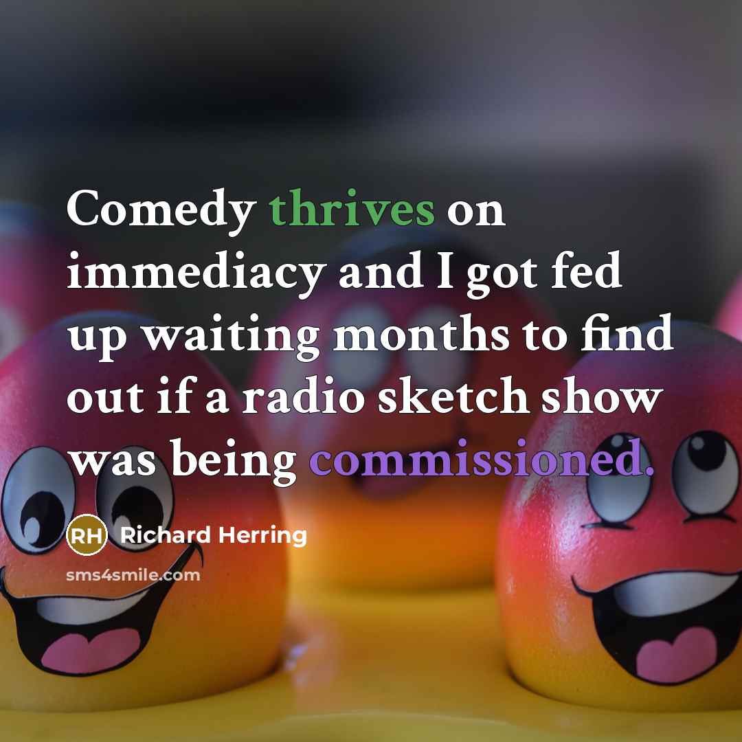 “Comedy thrives on immediacy and I got fed up waiting months to find out if a radio sketch show was being commissioned.” quote by Richard Herring
