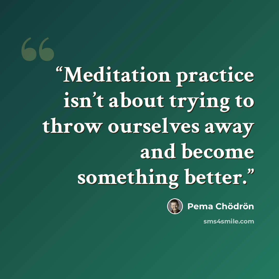 “Meditation practice isn’t about trying to throw ourselves away and become something better.” quote by Pema Chödrön