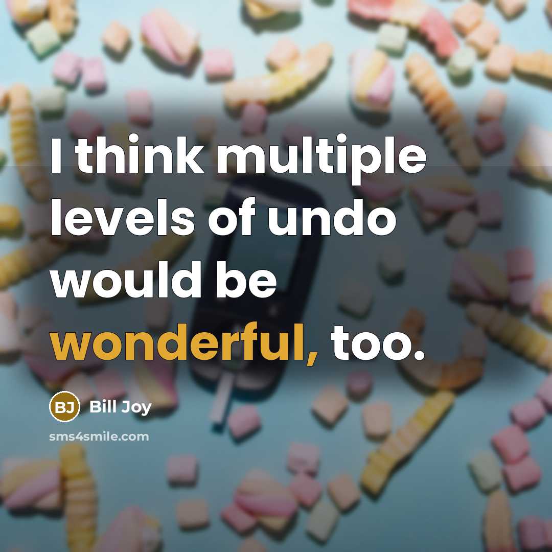 “I think multiple levels of undo would be wonderful, too.” quote by Bill Joy