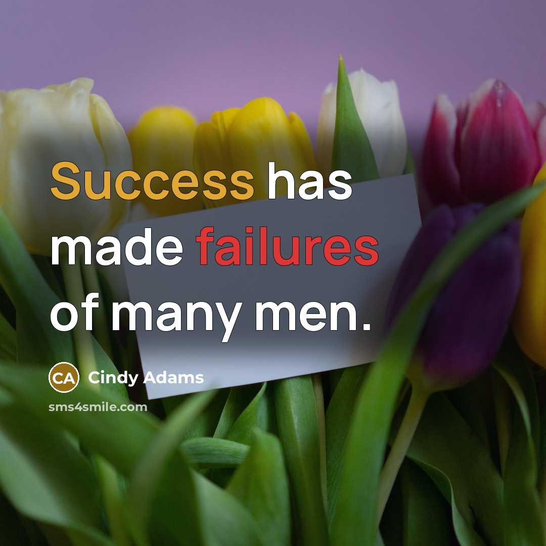 “Success has made failures of many men.” quote by Cindy Adams