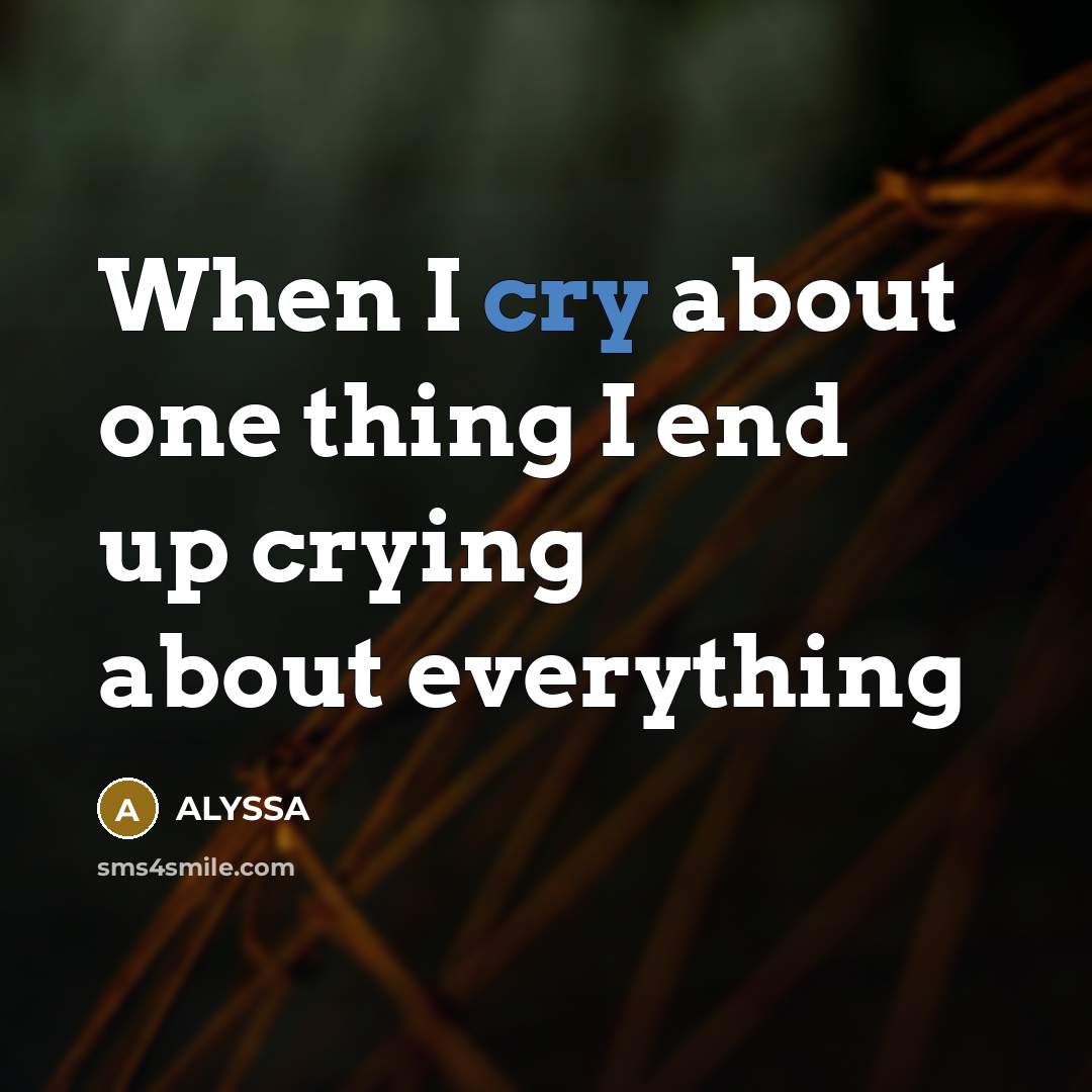 “When I cry about one thing I end up crying about everything” quote by Alyssa