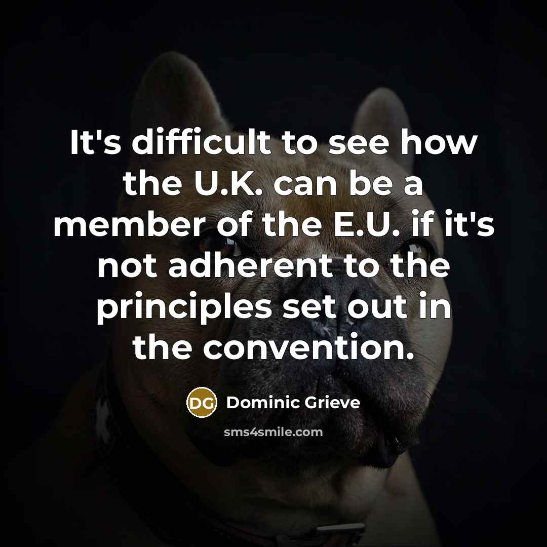 “It's difficult to see how the U.K. can be a member of the E.U. if it's not adherent to the principles set out in the convention.” quote by Dominic Grieve