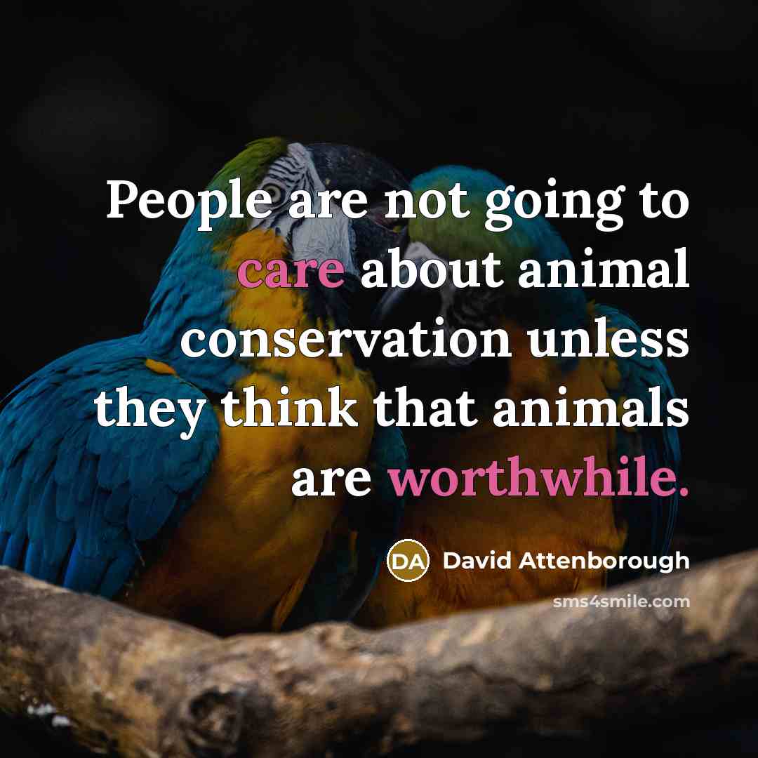 “People are not going to care about animal conservation unless they think that animals are worthwhile.” quote by David Attenborough
