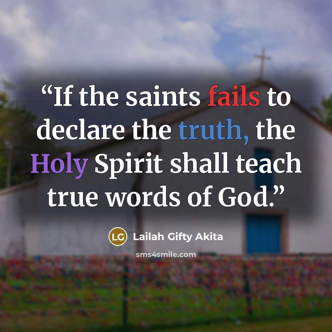 “If the saints fails to declare the truth, the Holy Spirit shall teach true words of God.” quote by Lailah Gifty Akita