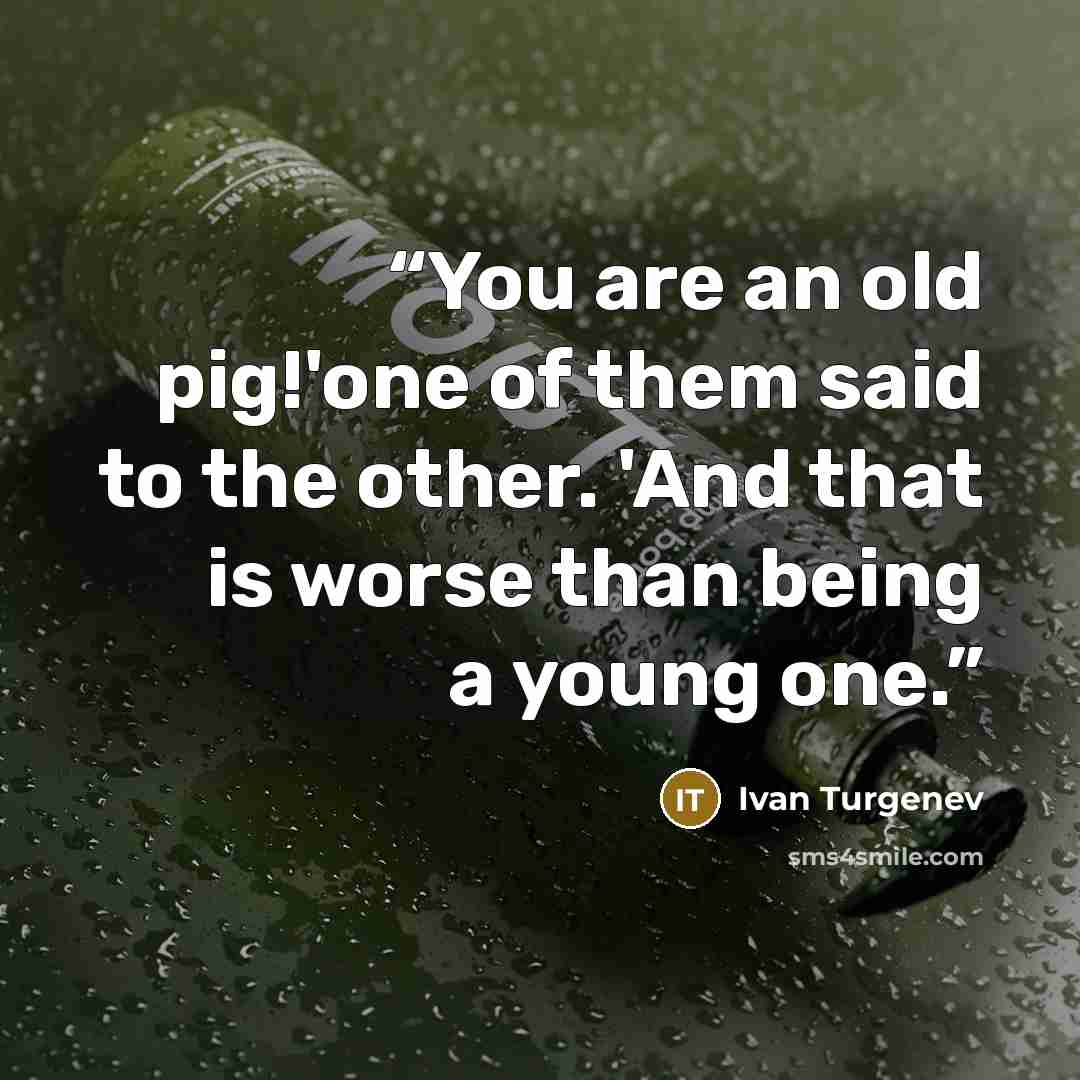 “You are an old pig!'one of them said to the other. 'And that is worse than being a young one.” quote by Ivan Turgenev
