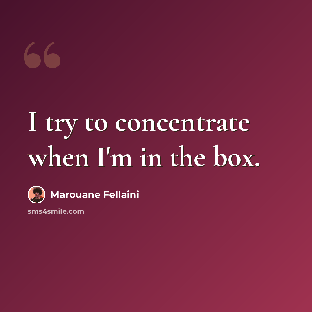 “I try to concentrate when I'm in the box.” quote by Marouane Fellaini