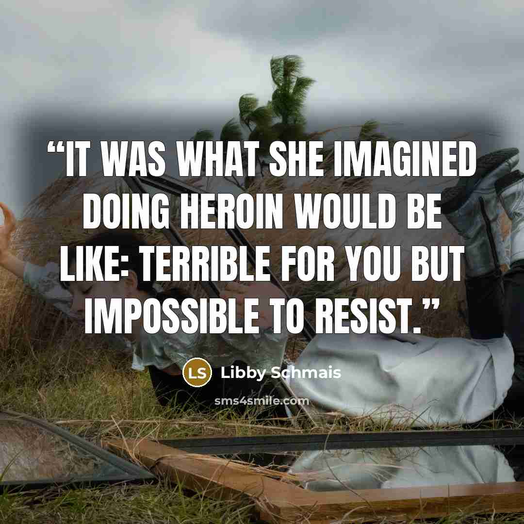 “It was what she imagined doing heroin would be like: terrible for you but impossible to resist.” quote by Libby Schmais