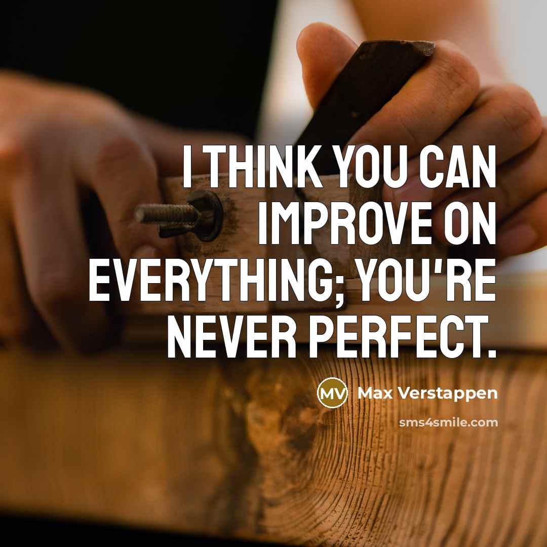 “I think you can improve on everything; you're never perfect.” quote by Max Verstappen