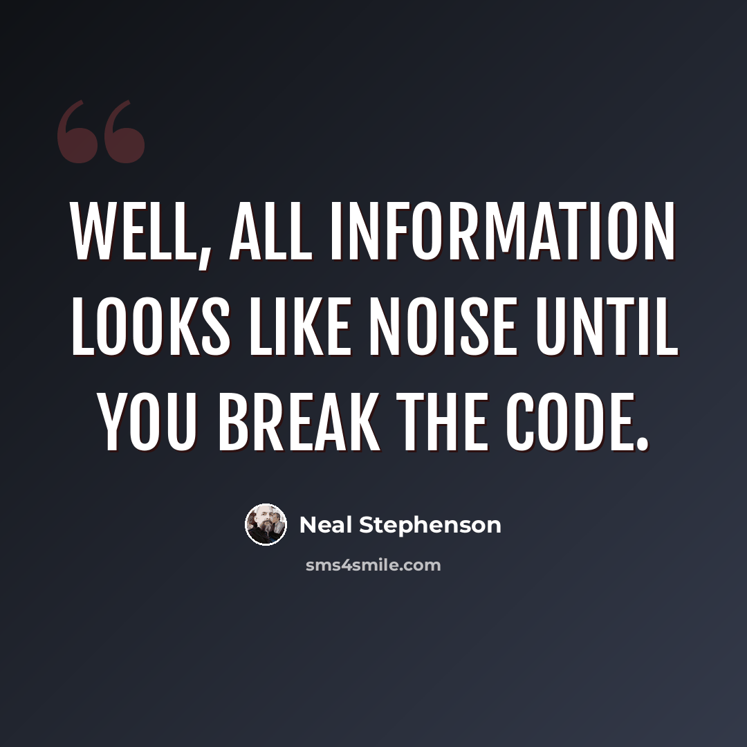 “Well, all information looks like noise until you break the code.” quote by Neal Stephenson