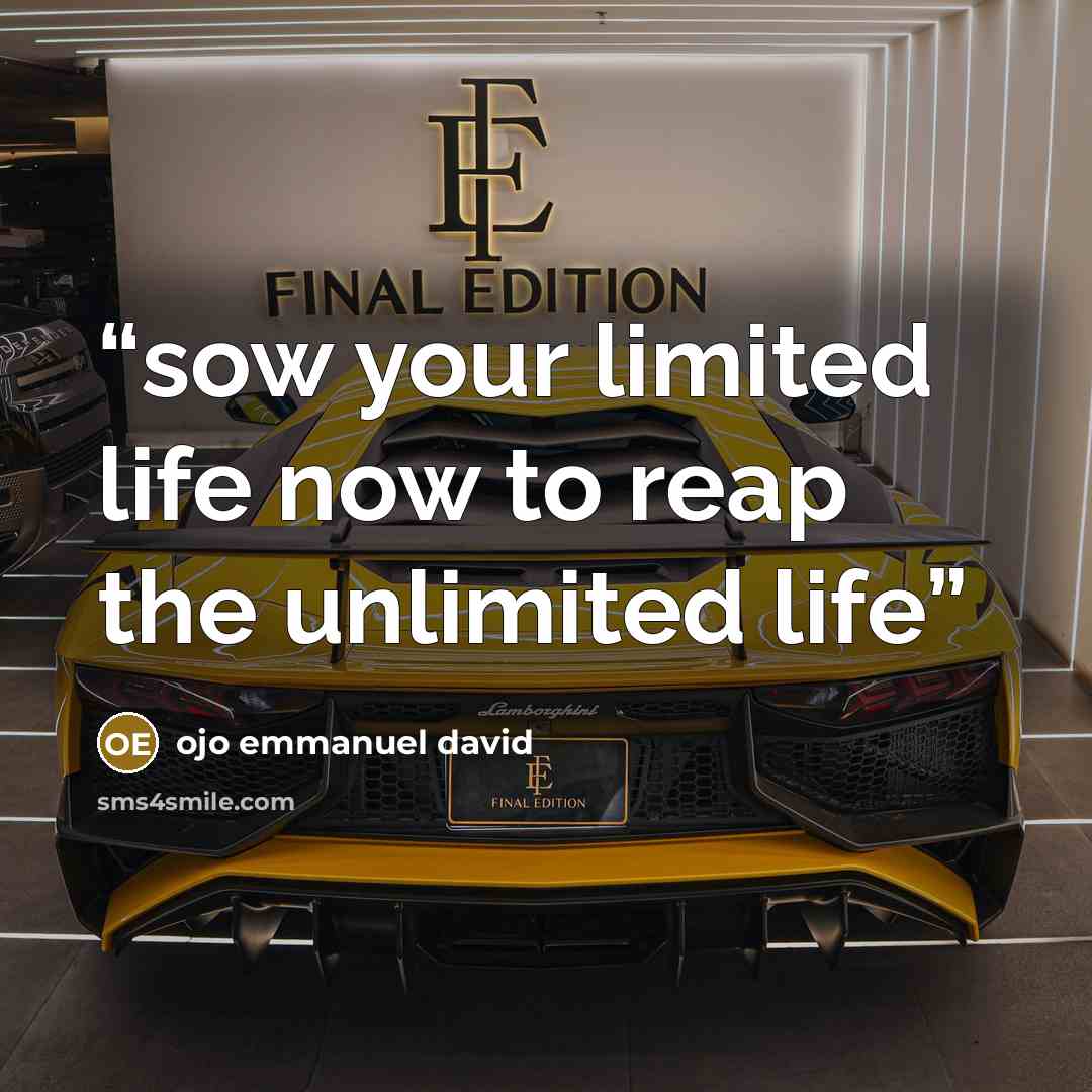 “sow your limited life now to reap the unlimited life” quote by ojo emmanuel david