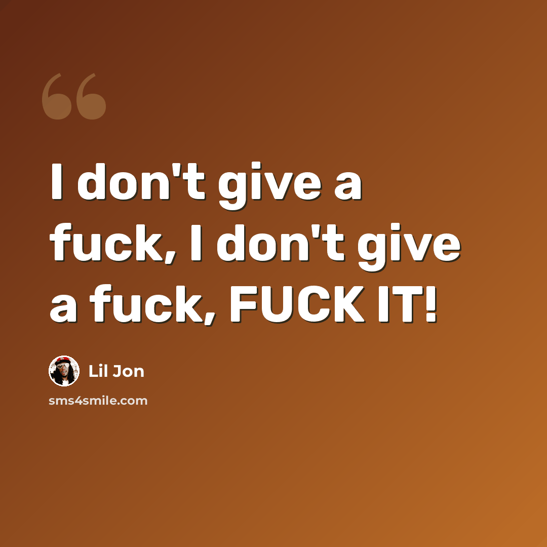 “I don't give a fuck, I don't give a fuck, FUCK IT!” quote by Lil Jon