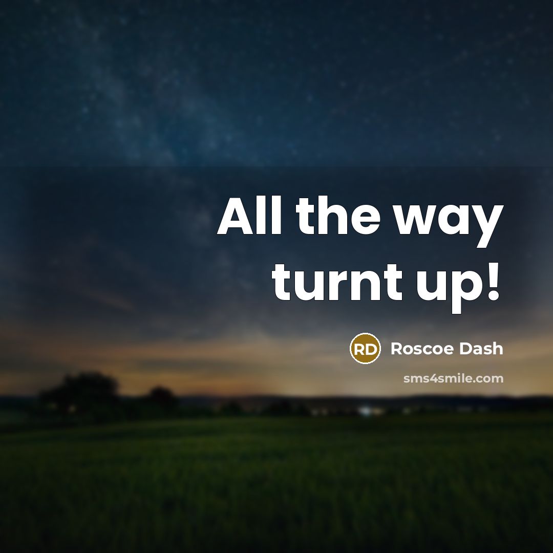 “All the way turnt up!” quote by Roscoe Dash