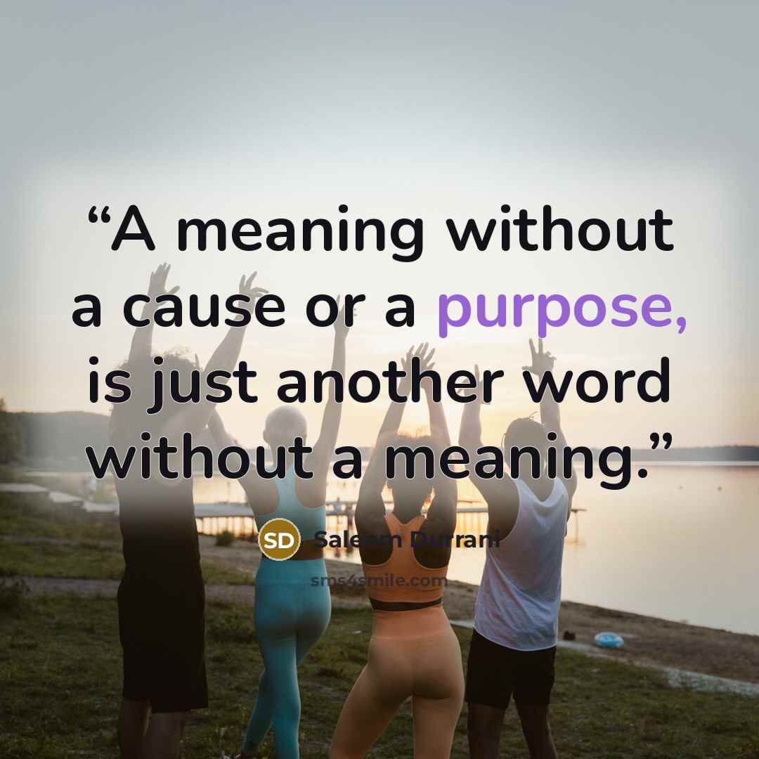 “A meaning without a cause or a purpose, is just another word without a meaning.” quote by Saleem Durrani