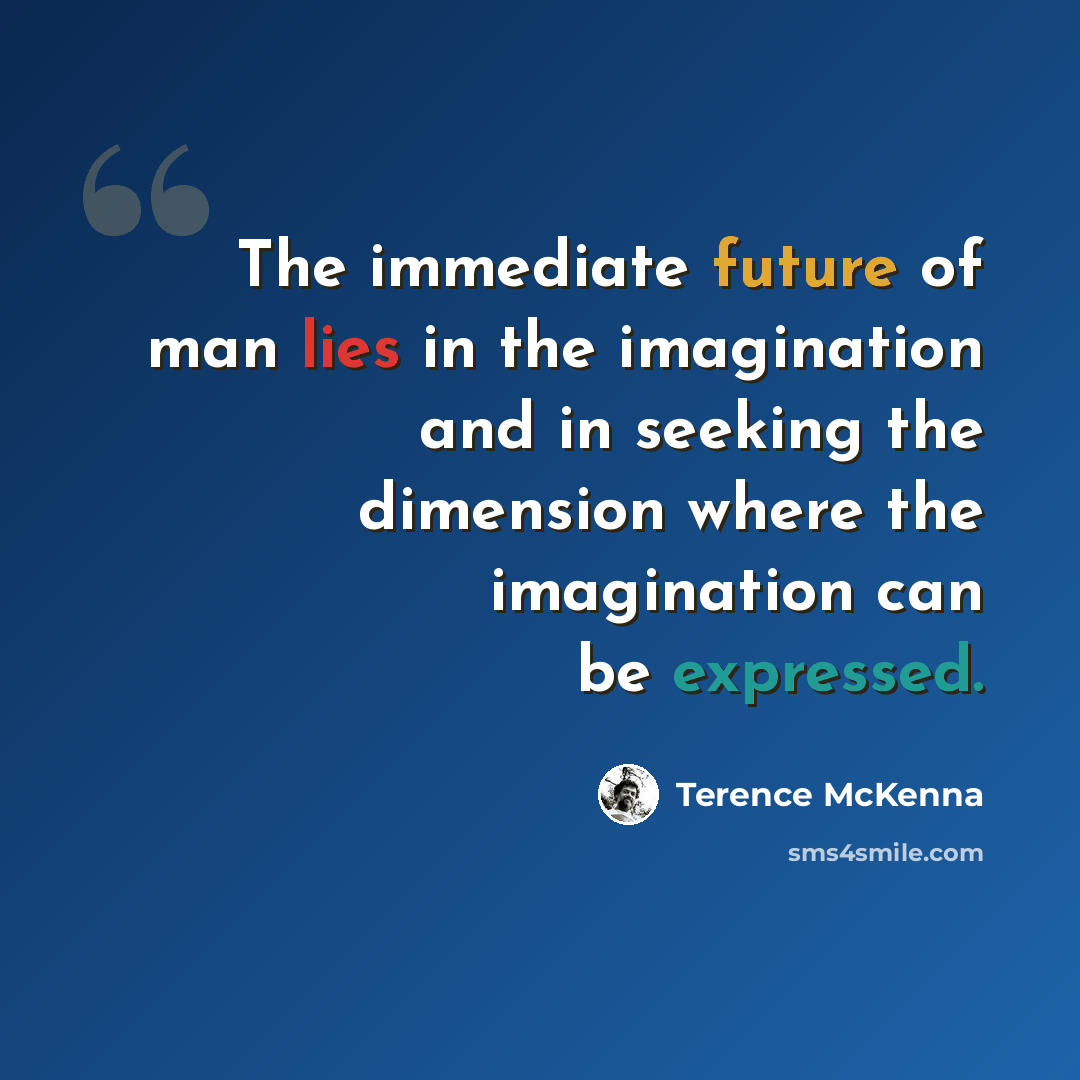 “The immediate future of man lies in the imagination and in seeking the dimension where the imagination can be expressed.” quote by Terence McKenna