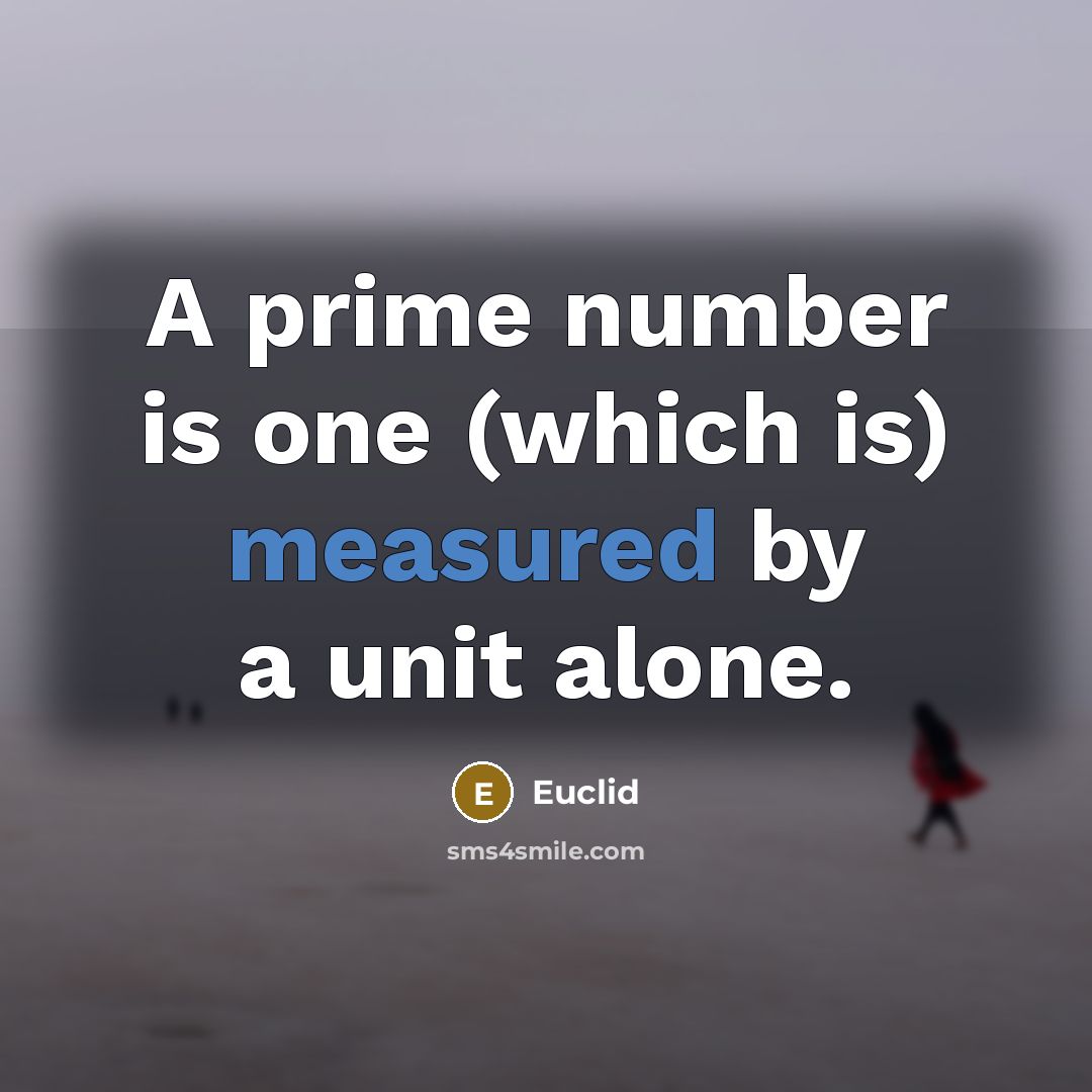 “A prime number is one (which is) measured by a unit alone.” quote by Euclid