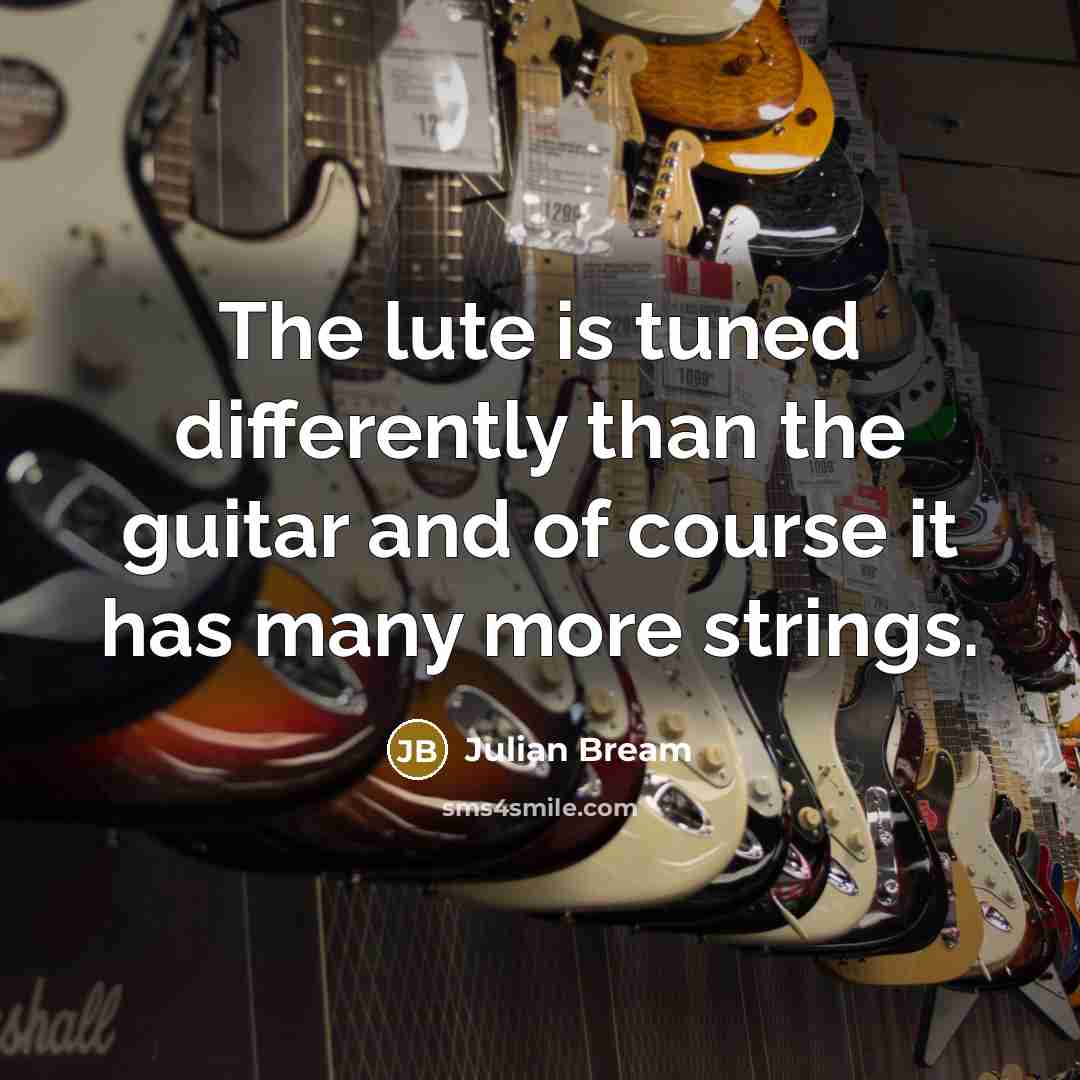 “The lute is tuned differently than the guitar and of course it has many more strings.” quote by Julian Bream