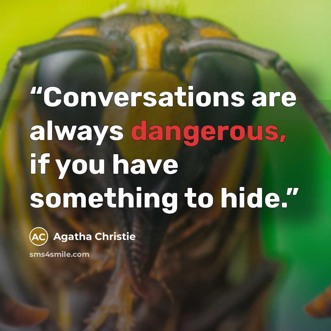 “Conversations are always dangerous, if you have something to hide.” quote by Agatha Christie