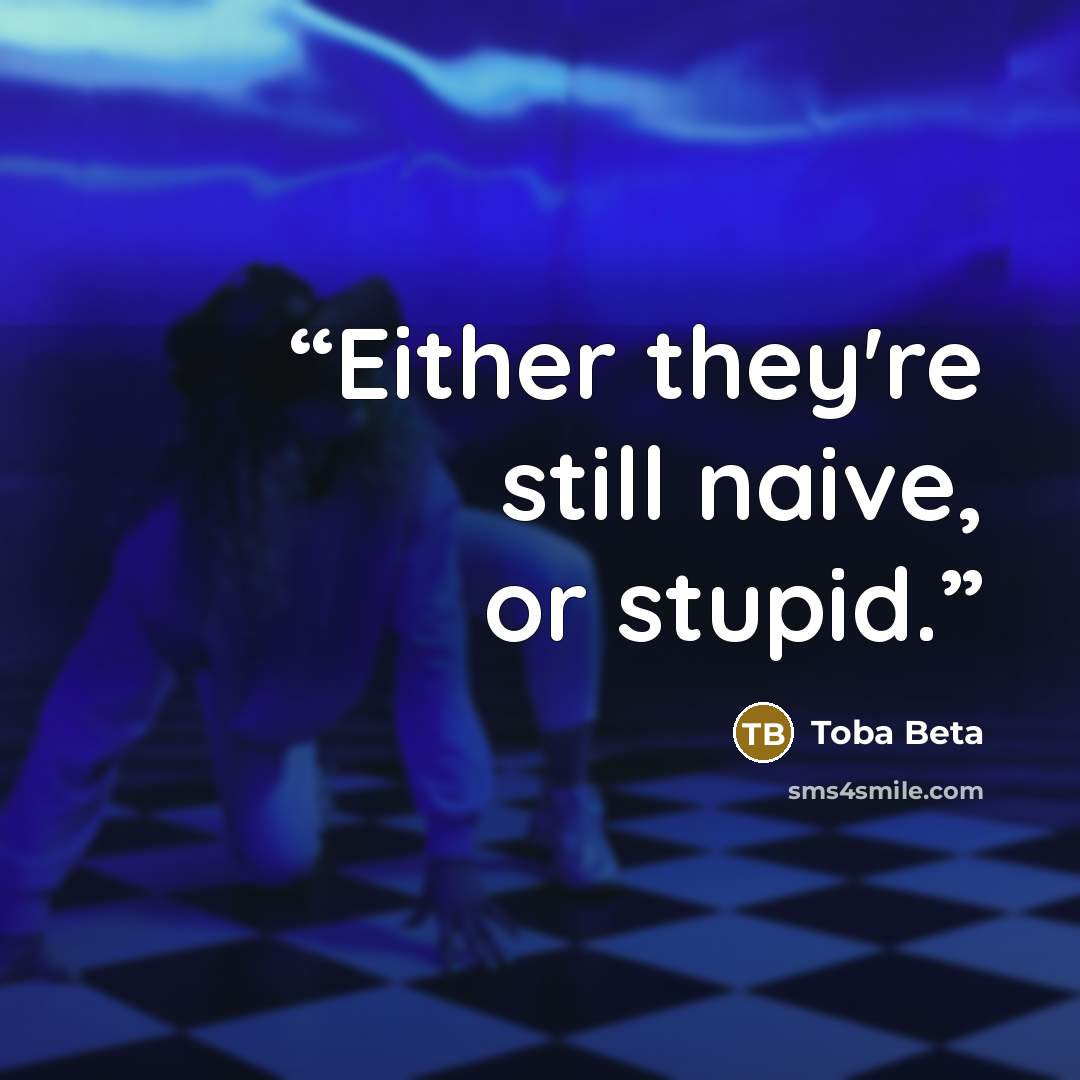 “Either they're still naive, or stupid.” quote by Toba Beta