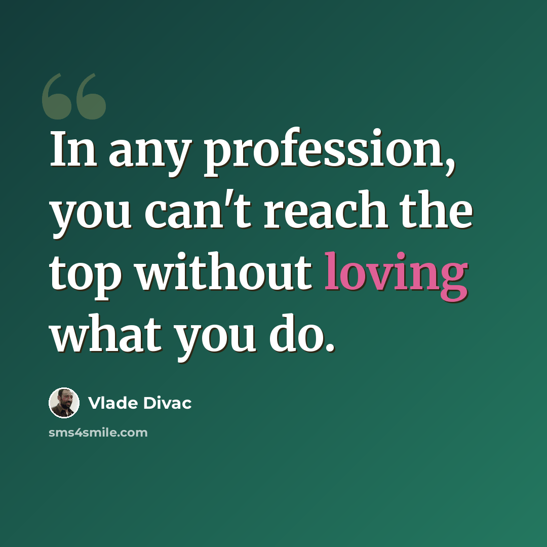 “In any profession, you can't reach the top without loving what you do.” quote by Vlade Divac