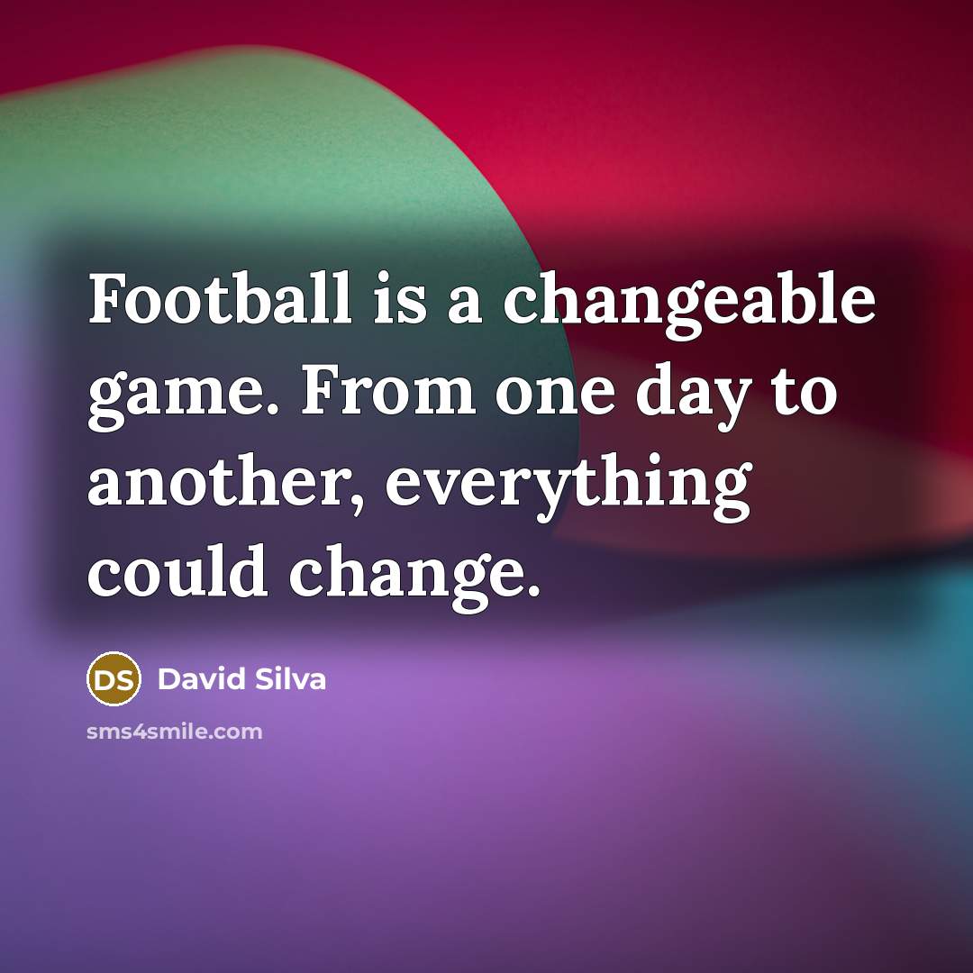 “Football is a changeable game. From one day to another, everything could change.” quote by David Silva