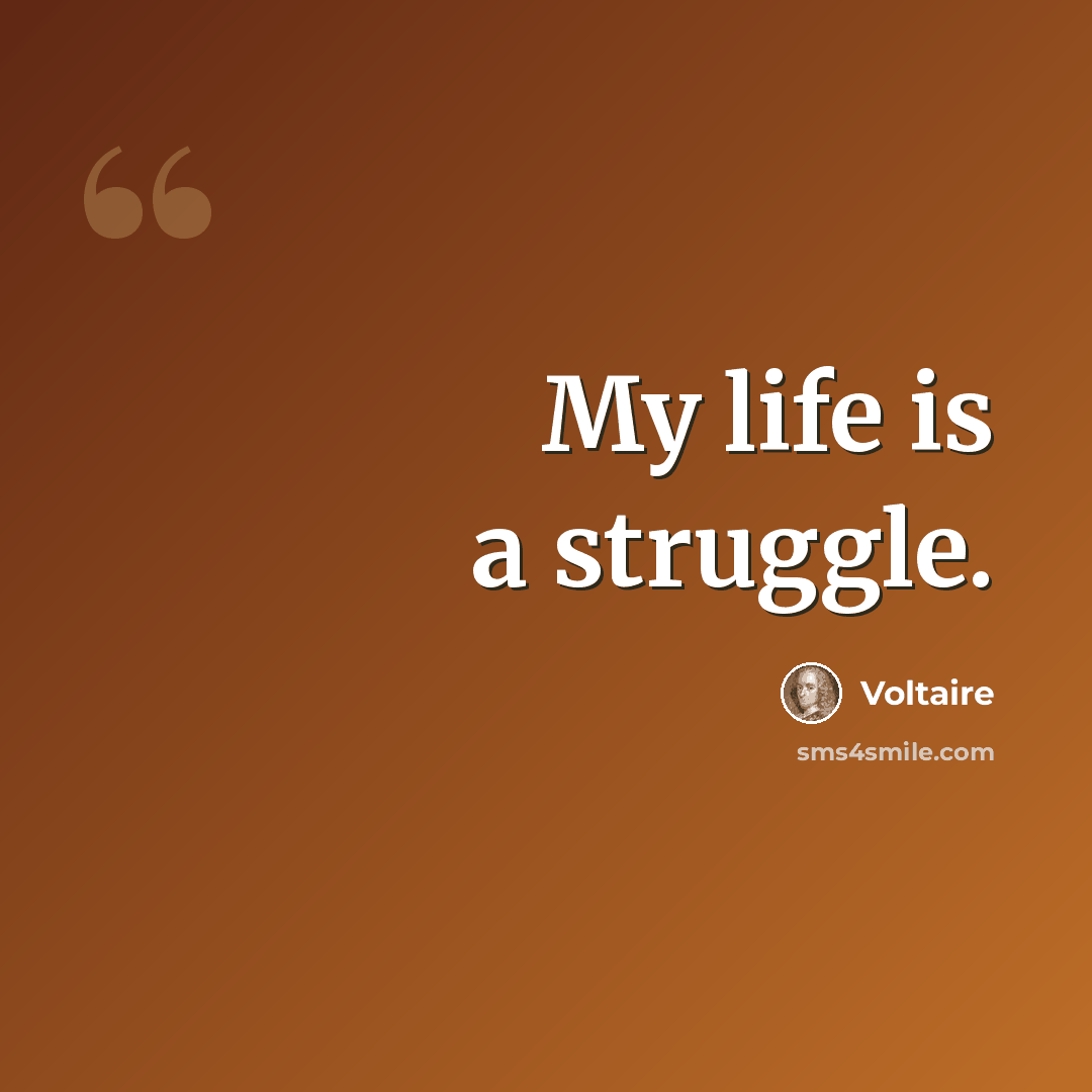 “My life is a struggle.” quote by Voltaire
