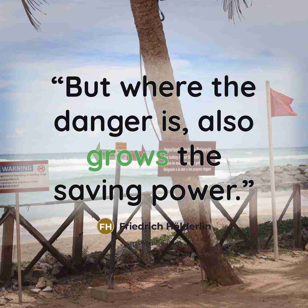 “But where the danger is, also grows the saving power.” quote by Friedrich Hölderlin