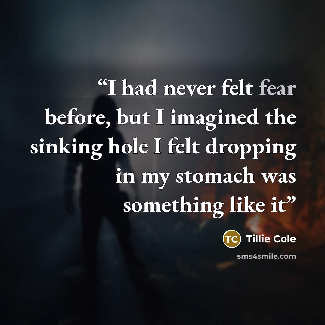“I had never felt fear before, but I imagined the sinking hole I felt dropping in my stomach was something like it” quote by Tillie Cole