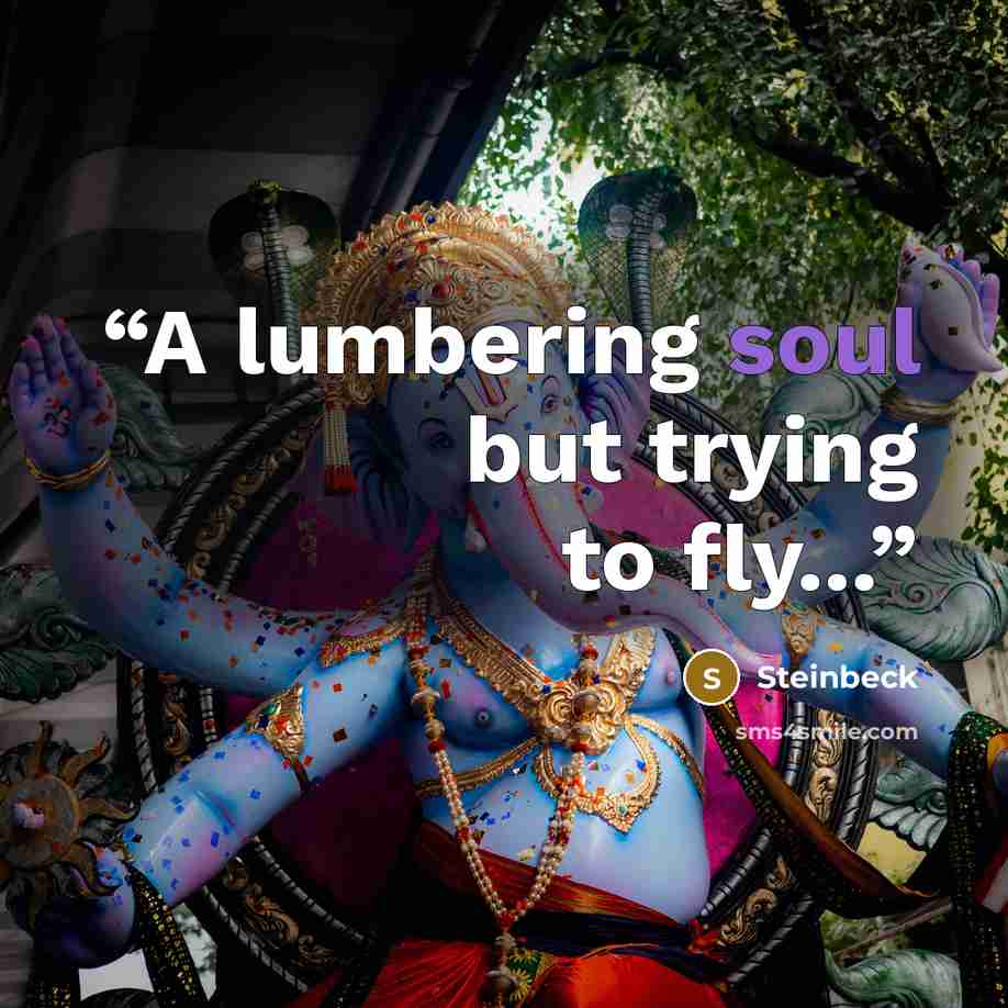 “A lumbering soul but trying to fly...” quote by Steinbeck
