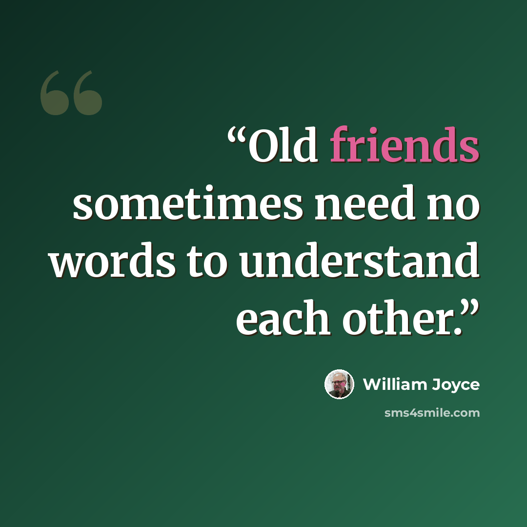 “Old friends sometimes need no words to understand each other.” quote by William Joyce