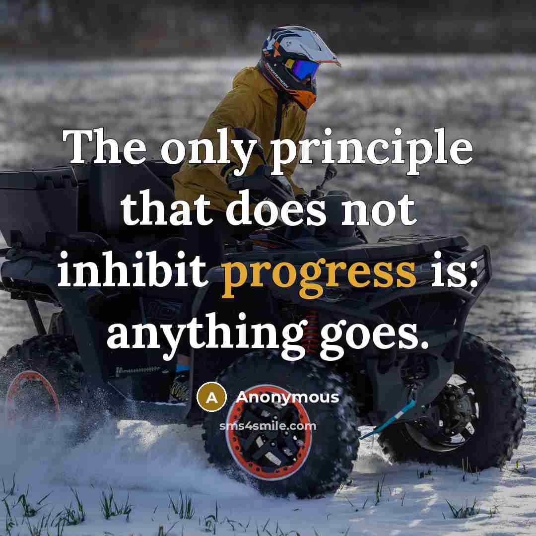 “The only principle that does not inhibit progress is: anything goes.” quote by Anonymous