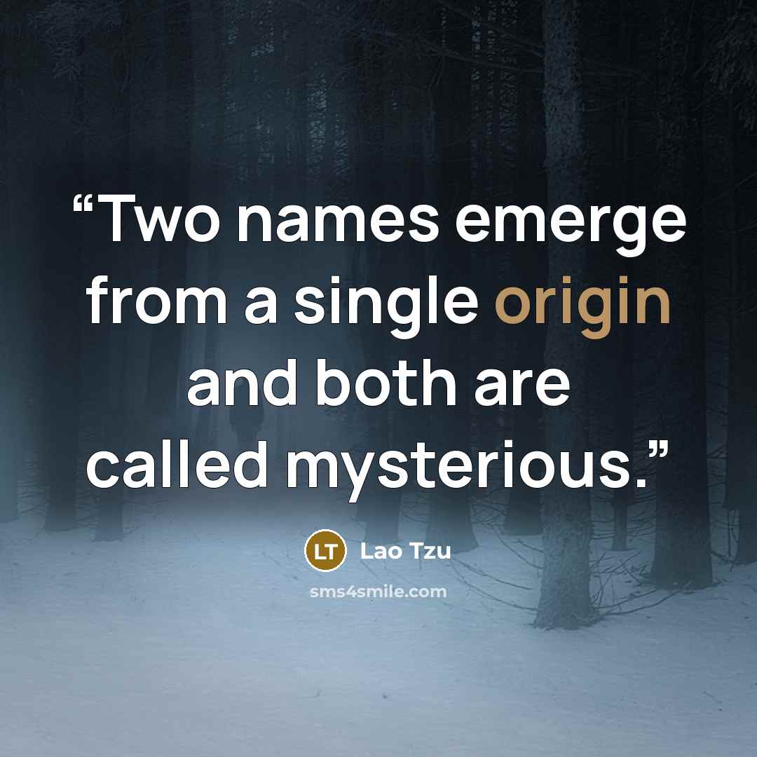 “Two names emerge from a single origin and both are called mysterious.” quote by Lao Tzu