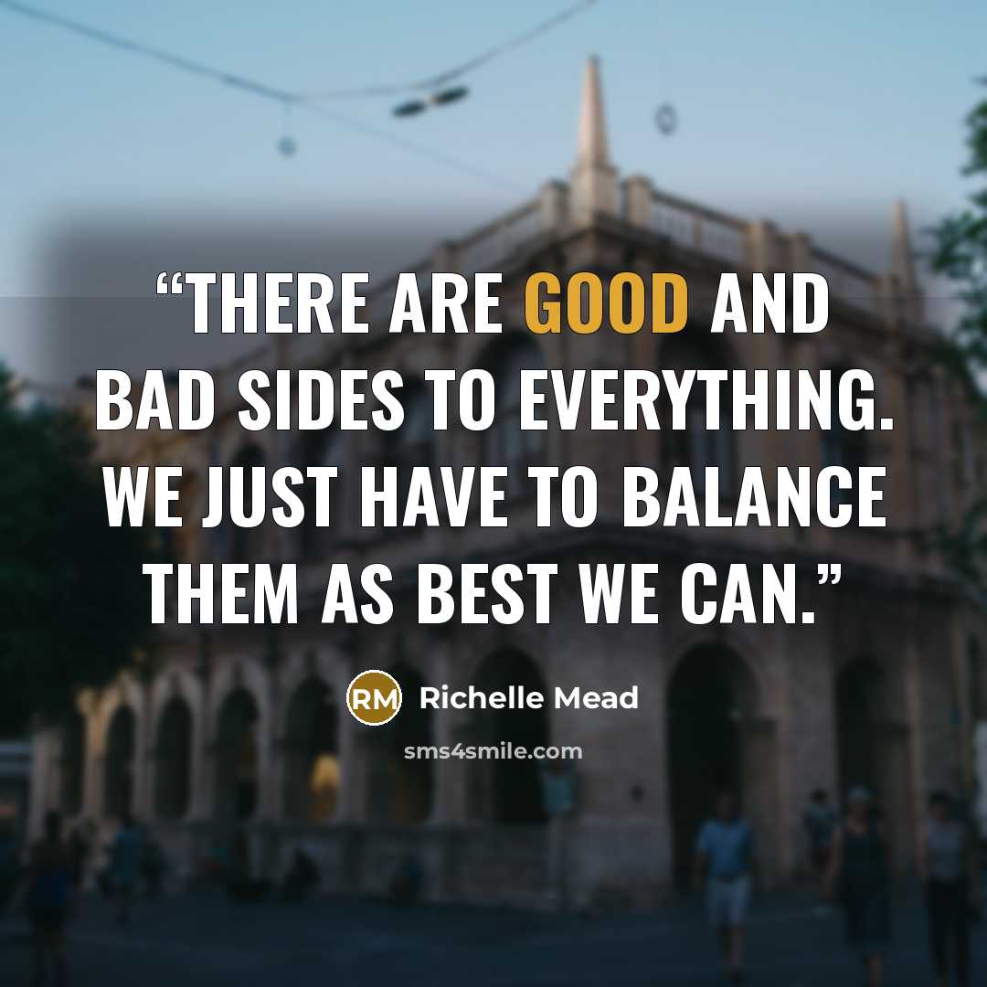“There are good and bad sides to everything. We just have to balance them as best we can.” quote by Richelle Mead