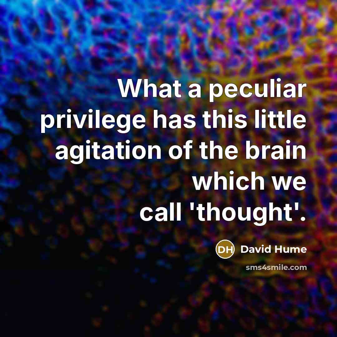 “What a peculiar privilege has this little agitation of the brain which we call 'thought'.” quote by David Hume