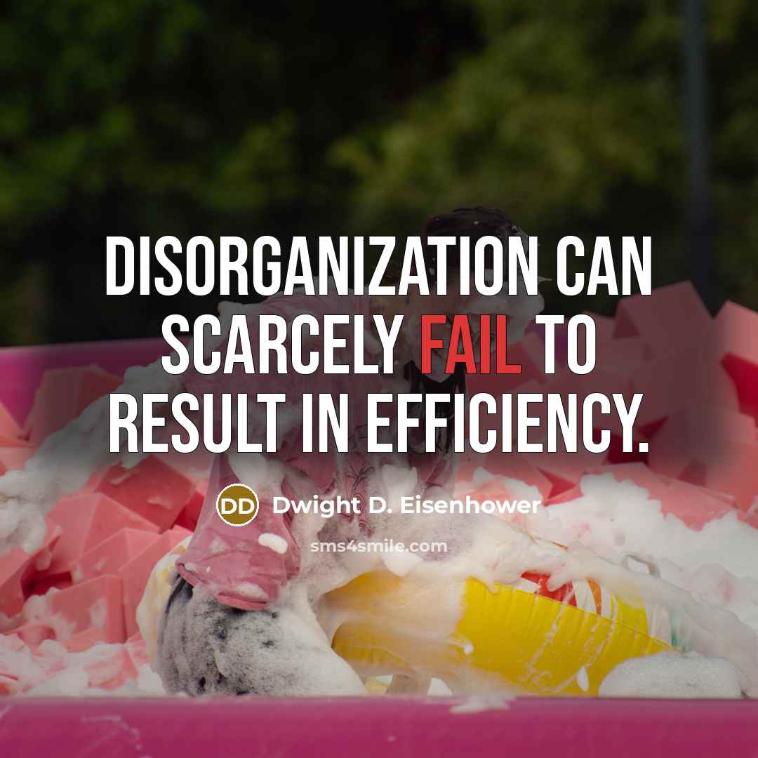 “Disorganization can scarcely fail to result in efficiency.” quote by Dwight D. Eisenhower