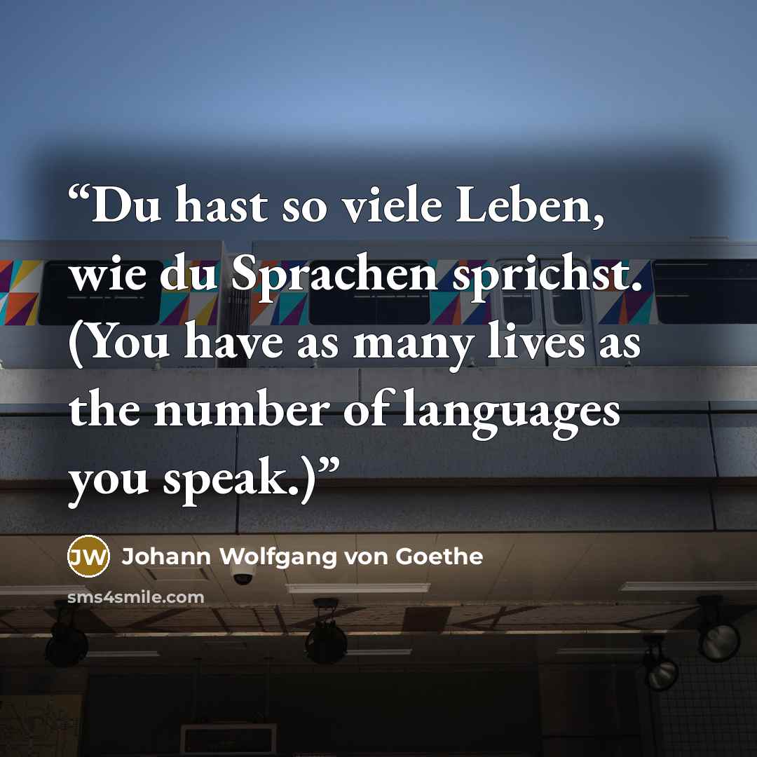 “Du hast so viele Leben, wie du Sprachen sprichst. (You have as many lives as the number of languages you speak.)” quote by Johann Wolfgang von Goethe