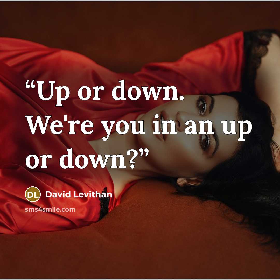 “Up or down. We're you in an up or down?” quote by David Levithan