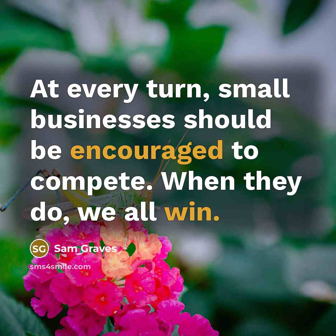 “At every turn, small businesses should be encouraged to compete. When they do, we all win.” quote by Sam Graves