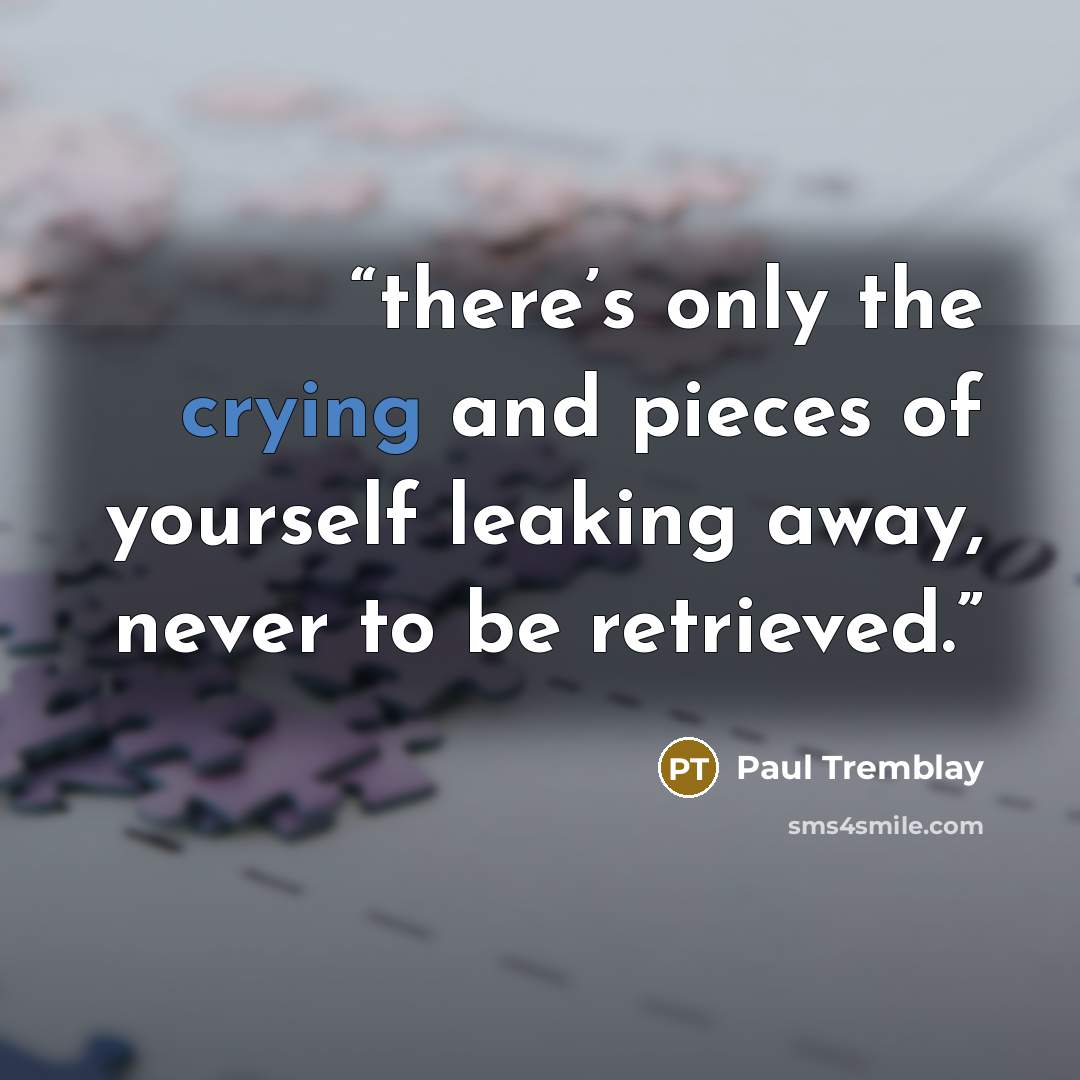 “there’s only the crying and pieces of yourself leaking away, never to be retrieved.” quote by Paul Tremblay