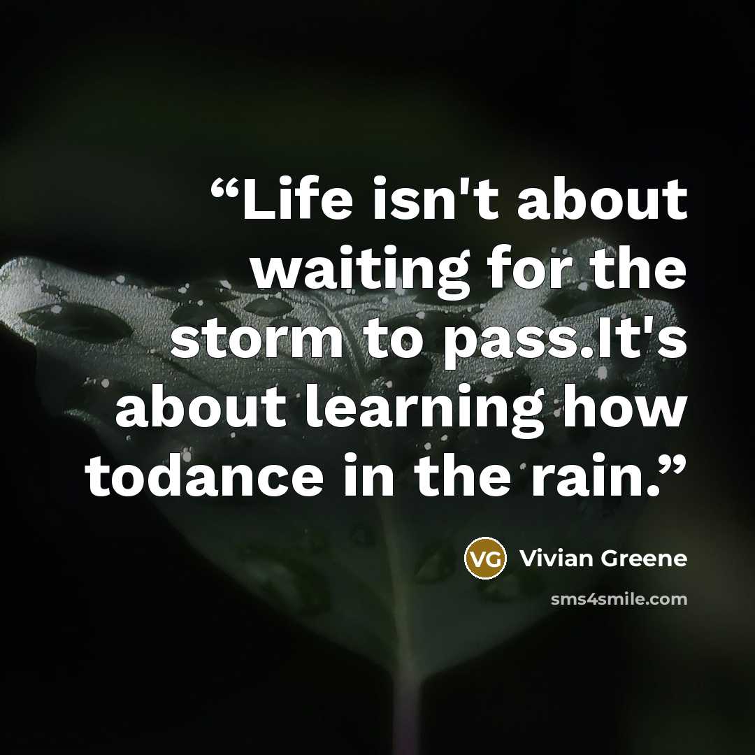 “Life isn't about waiting for the storm to pass.It's about learning how todance in the rain.” quote by Vivian Greene