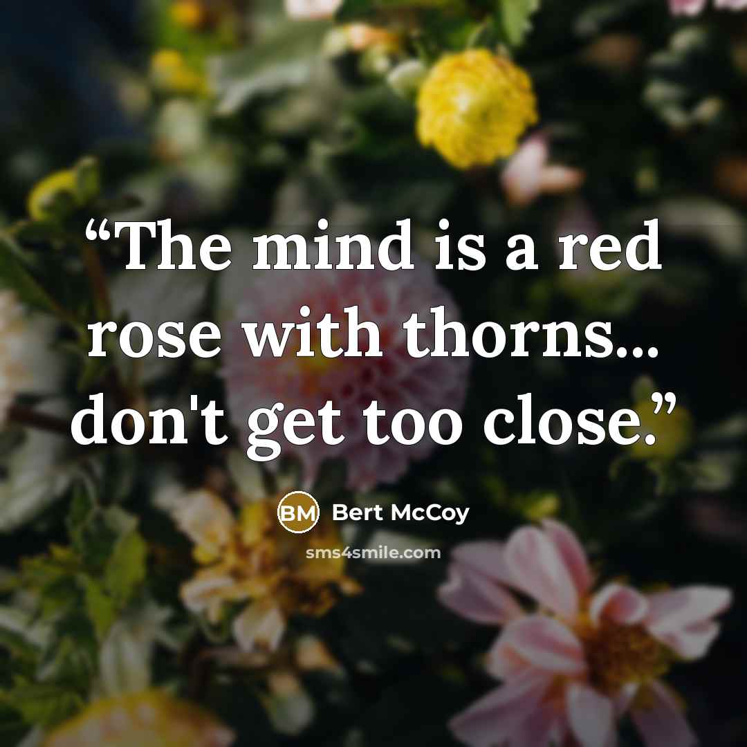 “The mind is a red rose with thorns... don't get too close.” quote by Bert McCoy