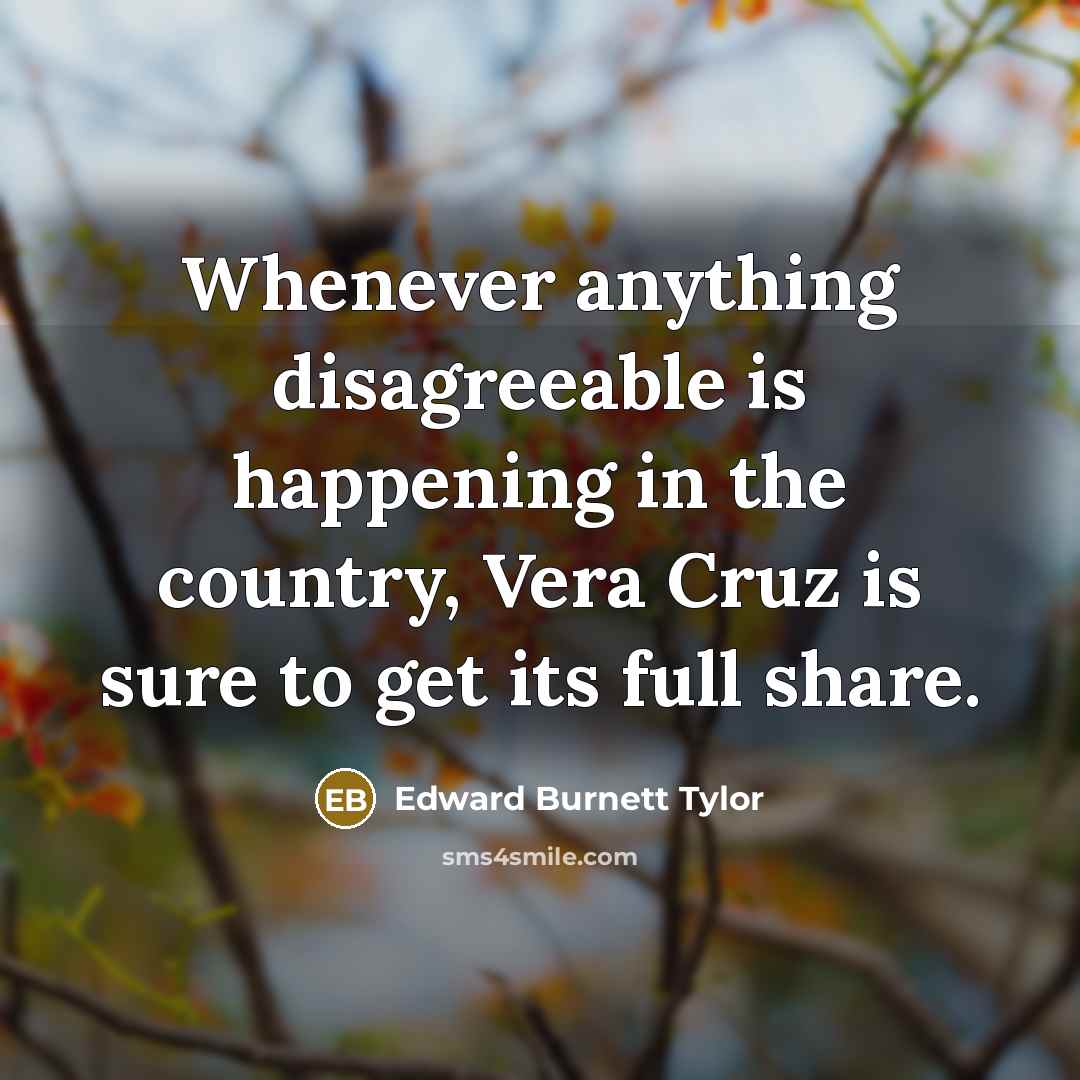 “Whenever anything disagreeable is happening in the country, Vera Cruz is sure to get its full share.” quote by Edward Burnett Tylor